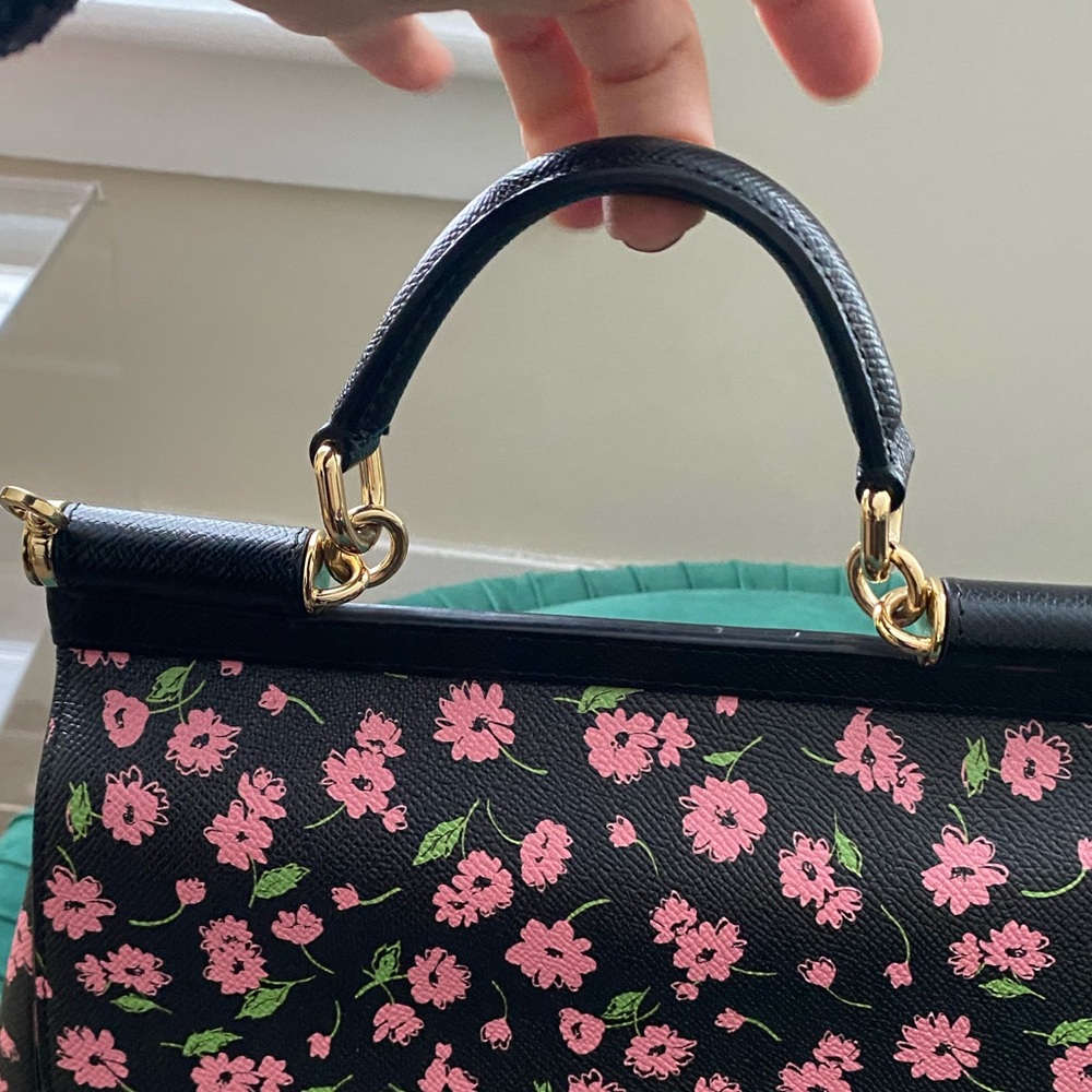 Dolce & Gabbana Sicily black floral 2way handbag - Picture 4 of 14
